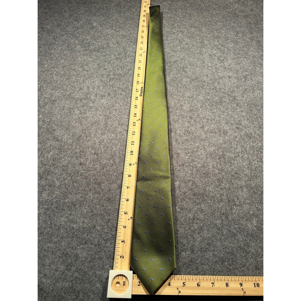 Thomas Pink M Silk Tie Olive Green Herringbone Blue Polka Dot Jermyn St London
